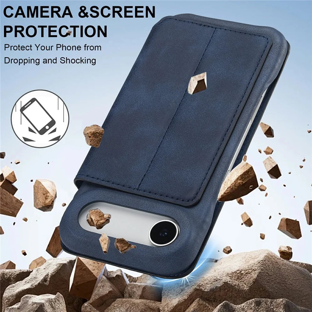 LC.IMEEKE For iPhone Air Case Card Holder Stand Leather Phone Cover - Blue - 4