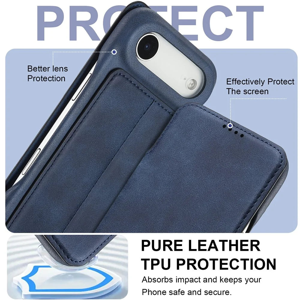LC.IMEEKE For iPhone Air Case Card Holder Stand Leather Phone Cover - Blue - 5