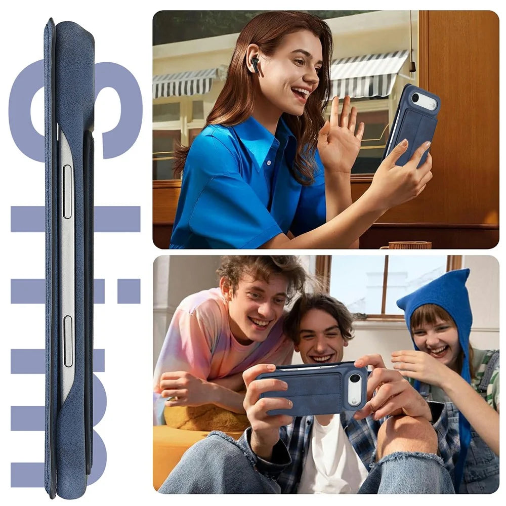 LC.IMEEKE For iPhone Air Case Card Holder Stand Leather Phone Cover - Blue - 6