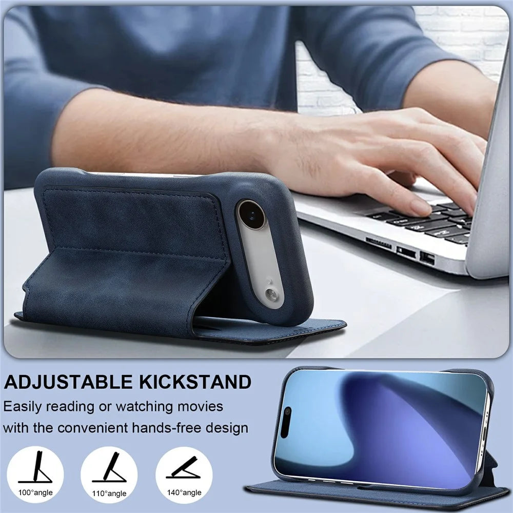 LC.IMEEKE For iPhone Air Case Card Holder Stand Leather Phone Cover - Blue - 7