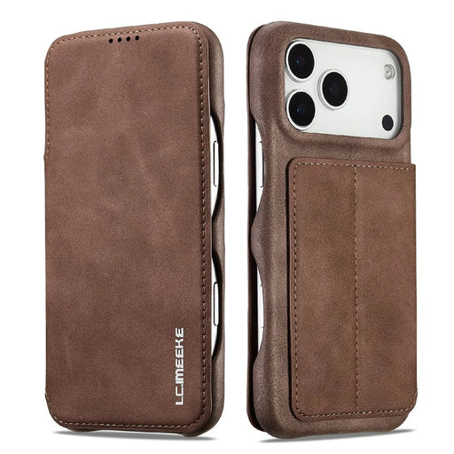 LC.IMEEKE For iPhone 18 Pro Max / 17 Pro Max Case Card Holder Stand Leather Phone Cover - Coffee - 1