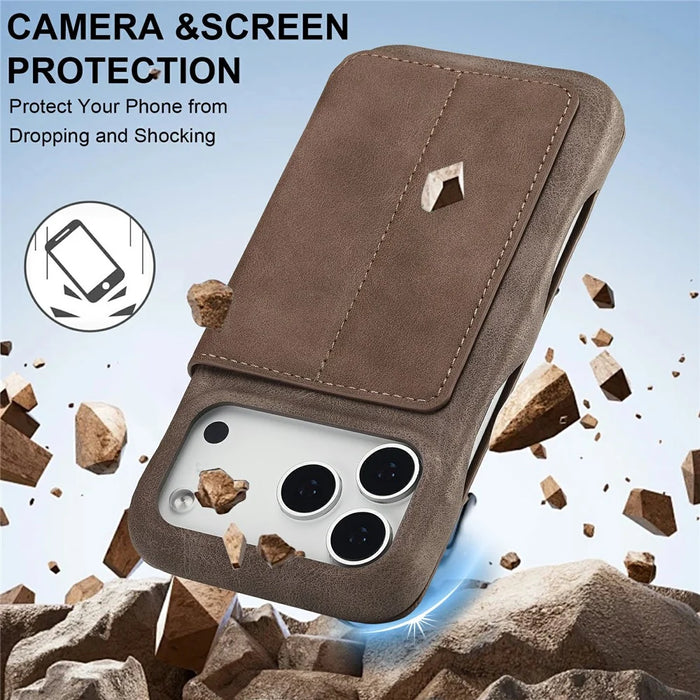 LC.IMEEKE For iPhone 18 Pro Max / 17 Pro Max Case Card Holder Stand Leather Phone Cover - Coffee - 4