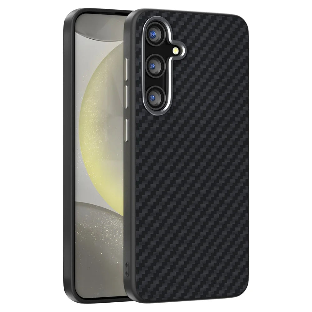ABEEL For Samsung Galaxy S25 FE Magnetic Case Carbon Fiber Texture Back Cover - Black - 1