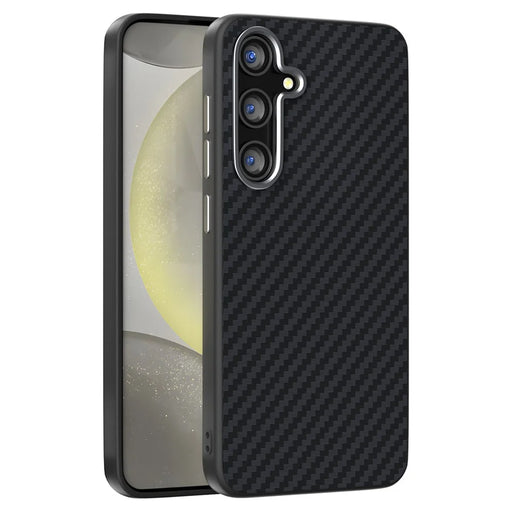 ABEEL For Samsung Galaxy S25 FE Magnetic Case Carbon Fiber Texture Back Cover - Black - 1