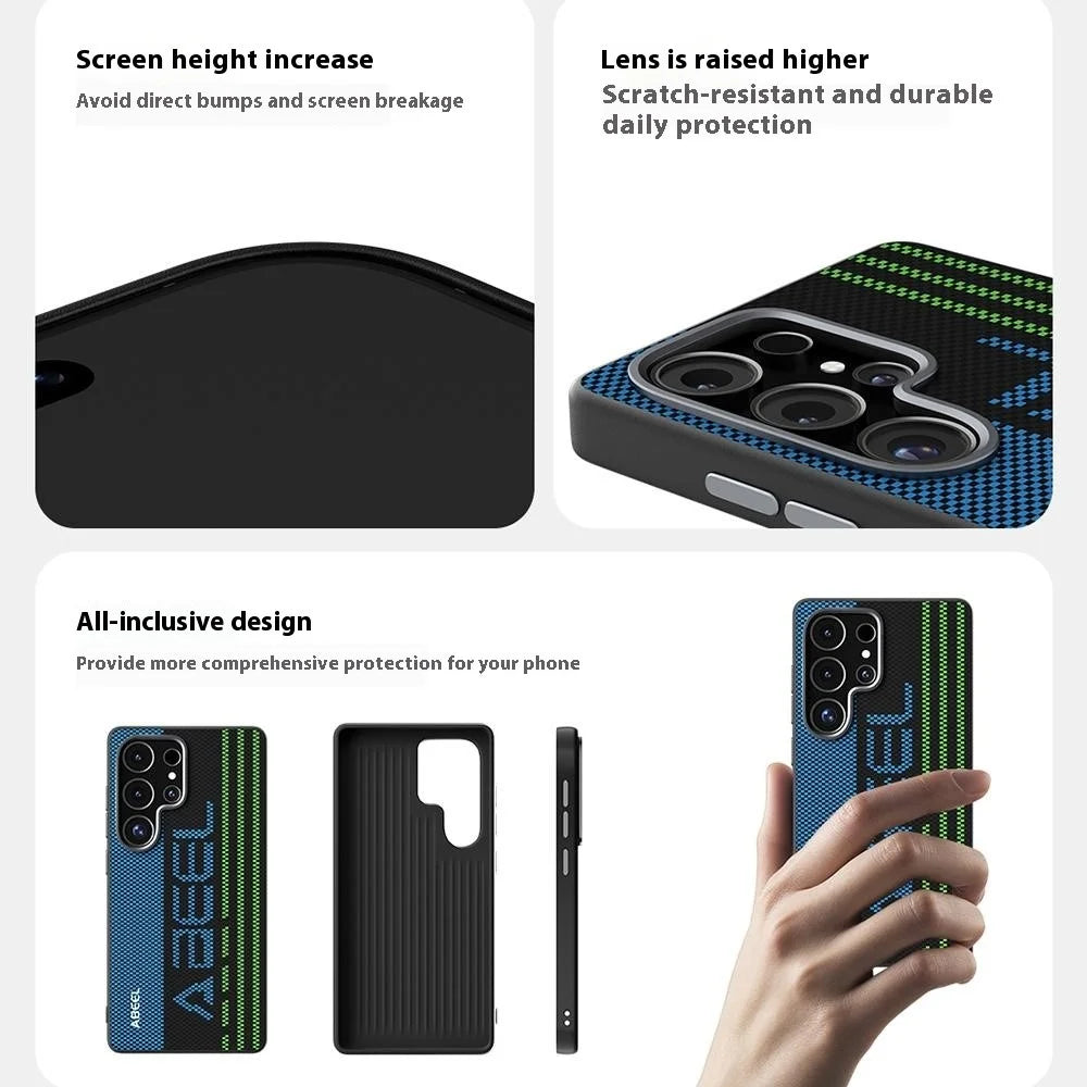 ABEEL For Samsung Galaxy S25 FE Magnetic Case Micro-Embossing 6D Printed PC TPU Aluminum Alloy Leather Phone Cover - Outstanding No. 1 - 3