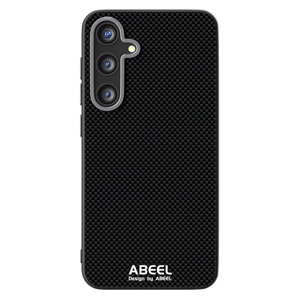 ABEEL For Samsung Galaxy S25 FE Magnetic Case Printed PC TPU Aluminum Alloy Leather Phone Cover - Black - 1