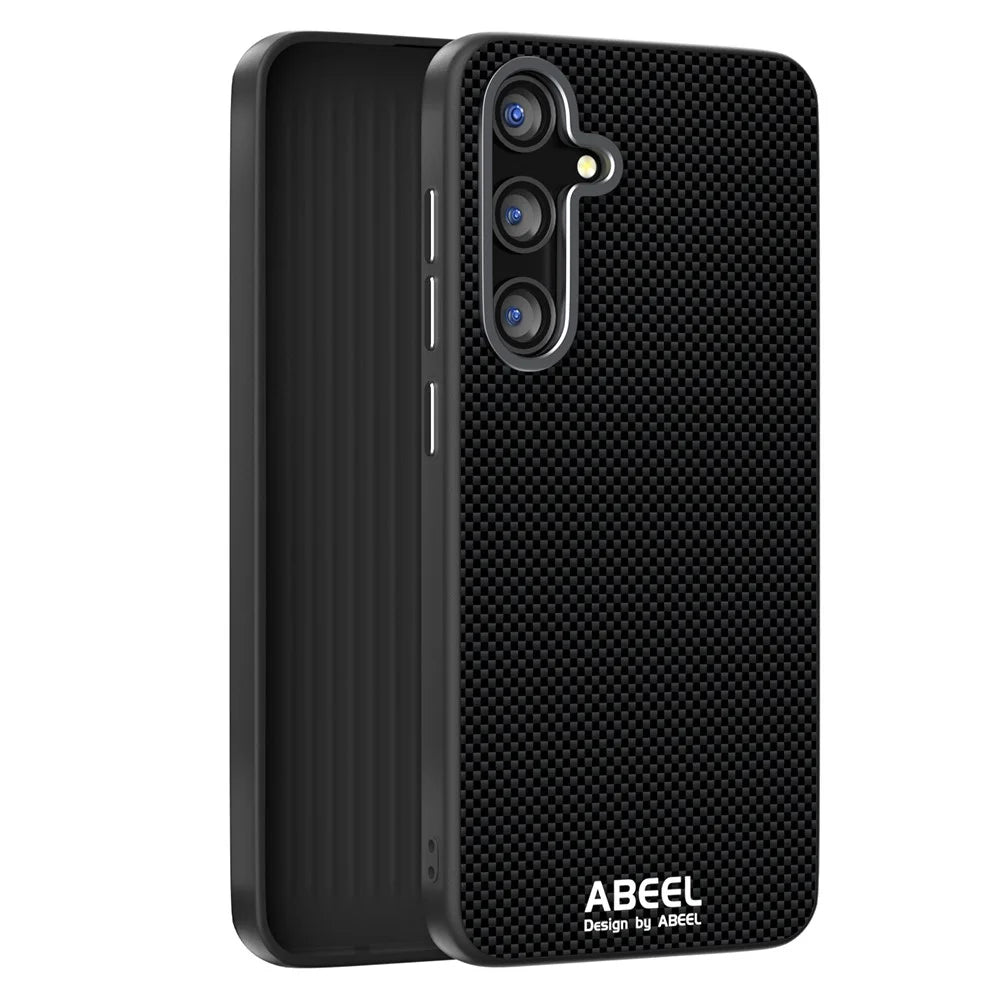 ABEEL For Samsung Galaxy S25 FE Magnetic Case Printed PC TPU Aluminum Alloy Leather Phone Cover - Black - 2