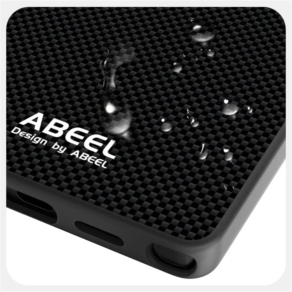 ABEEL For Samsung Galaxy S25 FE Magnetic Case Printed PC TPU Aluminum Alloy Leather Phone Cover - Black - 4