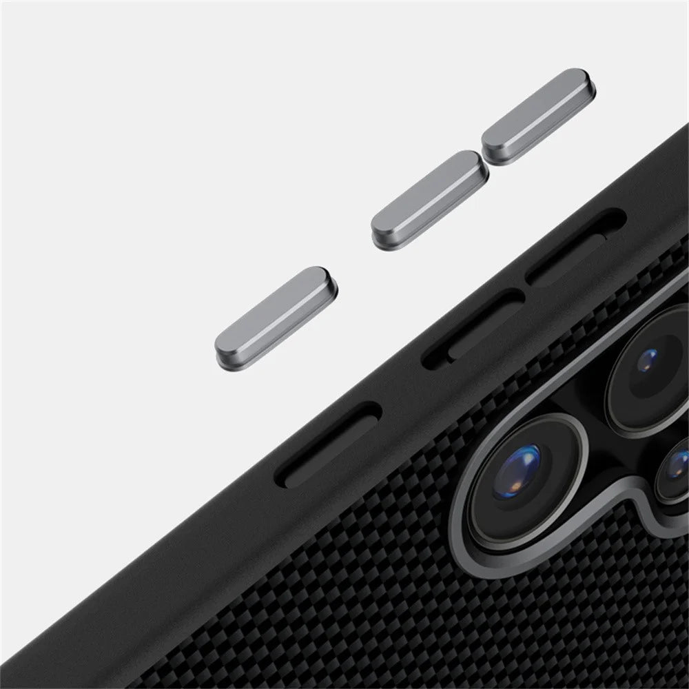 ABEEL For Samsung Galaxy S25 FE Magnetic Case Printed PC TPU Aluminum Alloy Leather Phone Cover - Black - 5