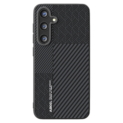 ABEEL For Samsung Galaxy S25 FE Magnetic Case PC + TPU + Aluminum Alloy + PU Leather Slim Phone Back Cover - Texture 3 - 1