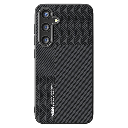ABEEL For Samsung Galaxy S25 FE Magnetic Case PC + TPU + Aluminum Alloy + PU Leather Slim Phone Back Cover - Texture 3 - 1