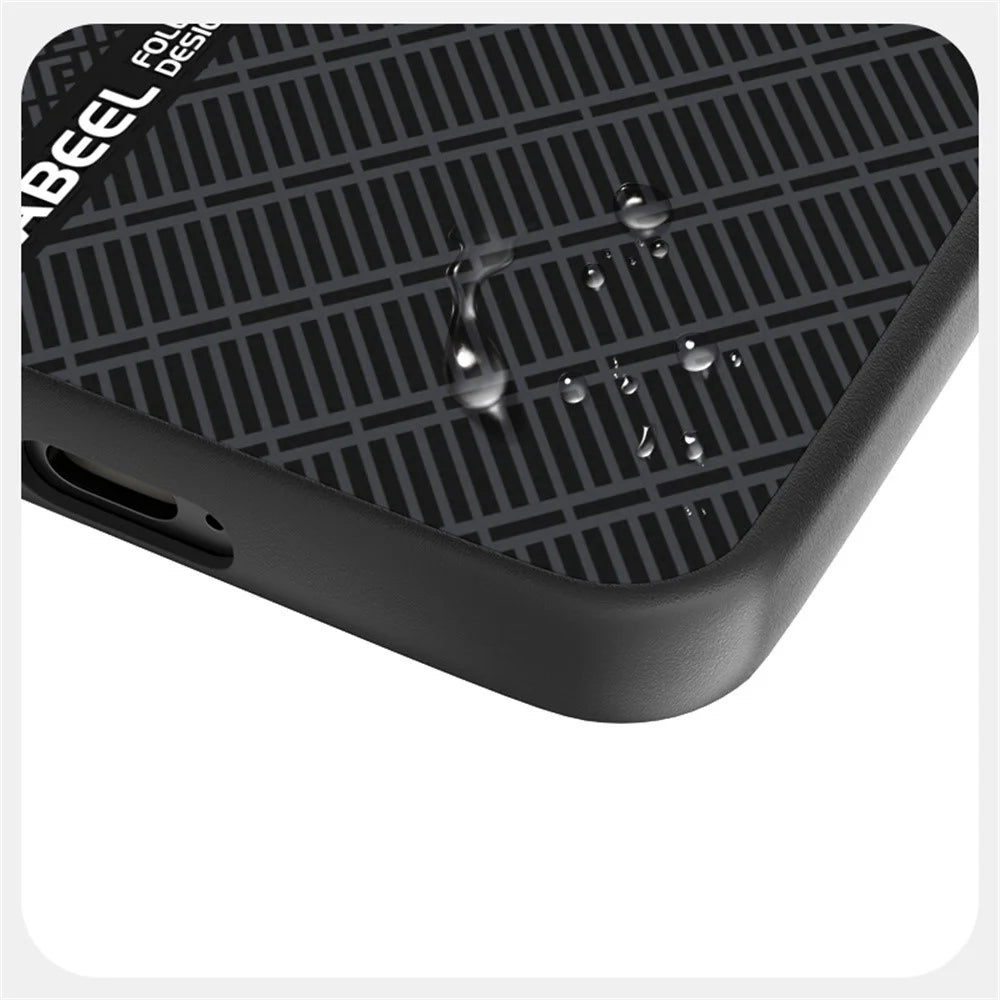 ABEEL For Samsung Galaxy S25 FE Magnetic Case PC + TPU + Aluminum Alloy + PU Leather Slim Phone Back Cover - Texture 3 - 4