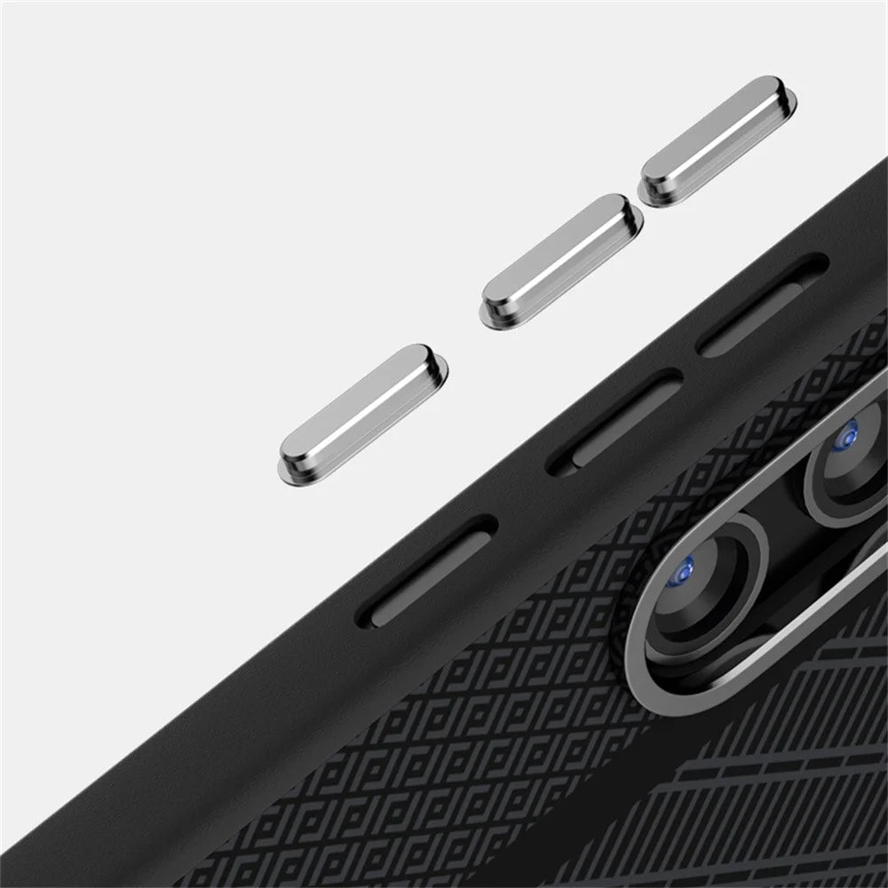 ABEEL For Samsung Galaxy S25 FE Magnetic Case PC + TPU + Aluminum Alloy + PU Leather Slim Phone Back Cover - Texture 3 - 5