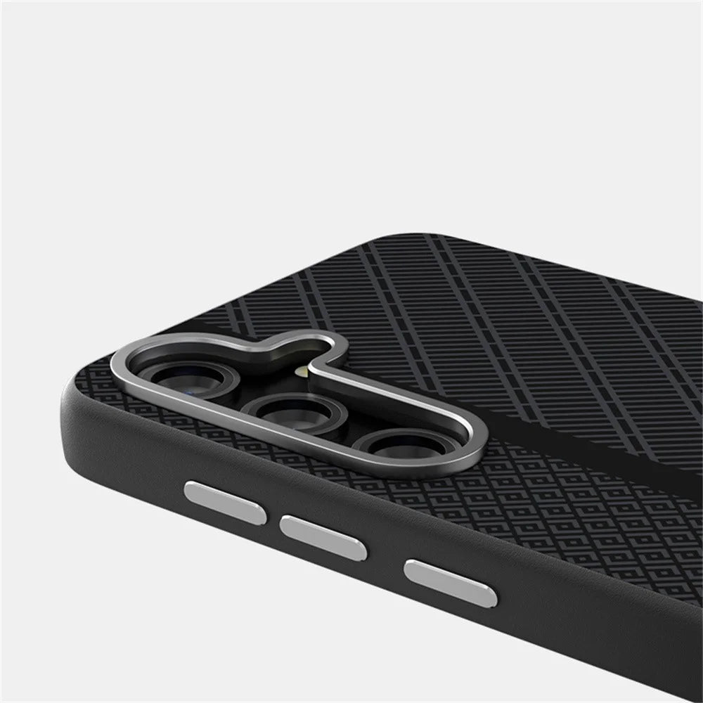 ABEEL For Samsung Galaxy S25 FE Magnetic Case PC + TPU + Aluminum Alloy + PU Leather Slim Phone Back Cover - Texture 3 - 6