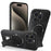 For iPhone 15 Pro Case with Kickstand Carbon Fiber Texture PC + TPU Phone Cover - Black - 1