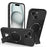 For iPhone 15 Case with Kickstand Carbon Fiber Texture PC + TPU Phone Cover - Black - 1