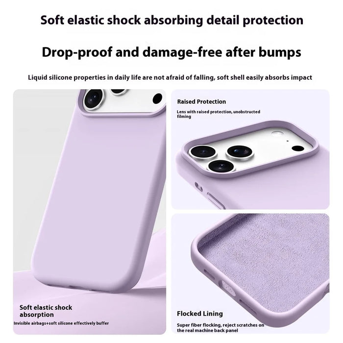 For iPhone 18 Pro / 17 Pro Case Soft Microfiber Lining Liquid Silicone + PC Phone Cover - Bean Purple - 3