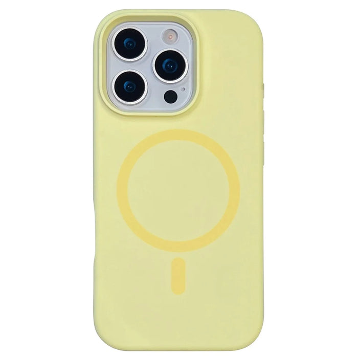 For iPhone 16 Pro Case Compatible with MagSafe Liquid Silicone + PC Anti-Scratch Phone Cover - Light Yellow - 1