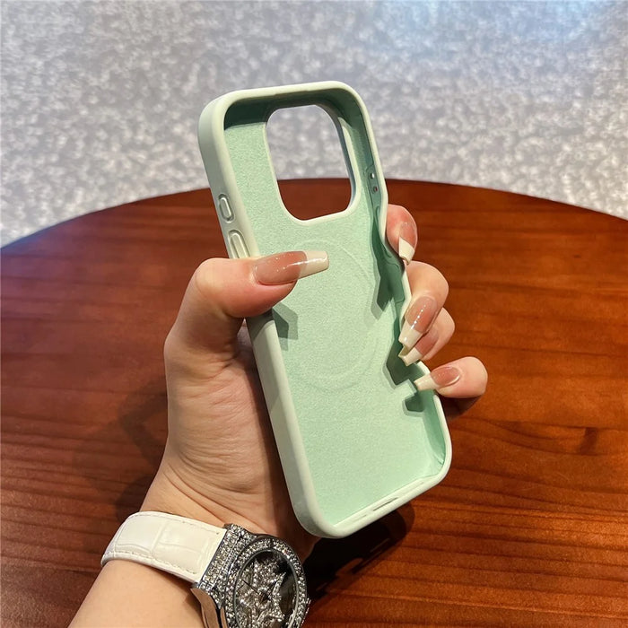 For iPhone 16 Pro Case Compatible with MagSafe Liquid Silicone + PC Anti-Scratch Phone Cover - Light Yellow - 5
