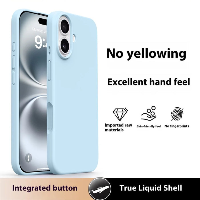 For iPhone 17 Case Soft Microfiber Lining Liquid Silicone + PC Phone Cover - Ice Blue - 2