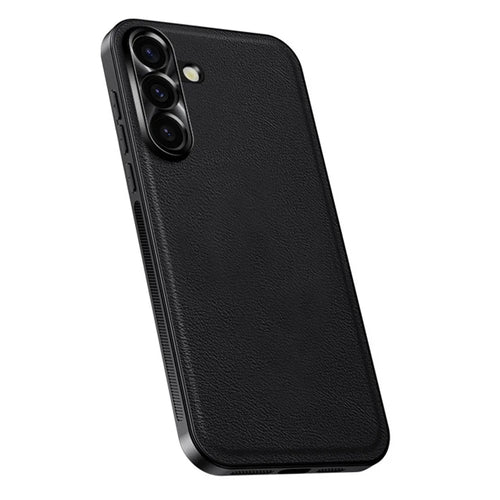 For Samsung Galaxy S25+ Case PU + TPU + PC Phone Back Cover with Metal Lens Frame - Black - 1