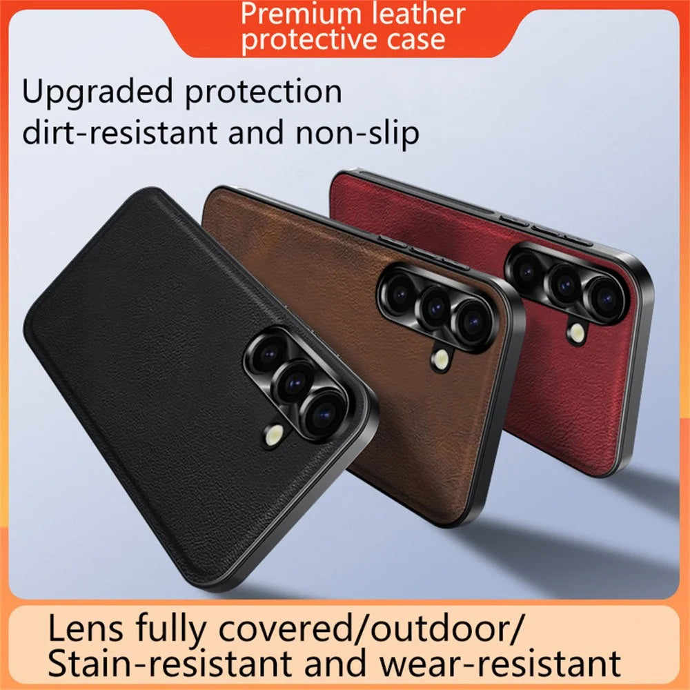 For Samsung Galaxy S25+ Case PU + TPU + PC Phone Back Cover with Metal Lens Frame - Black - 7