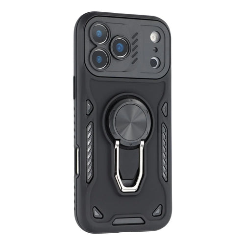 For iPhone 17 Pro Max Case with Kickstand Shockproof TPU + PC Phone Back Cover - Black - 1