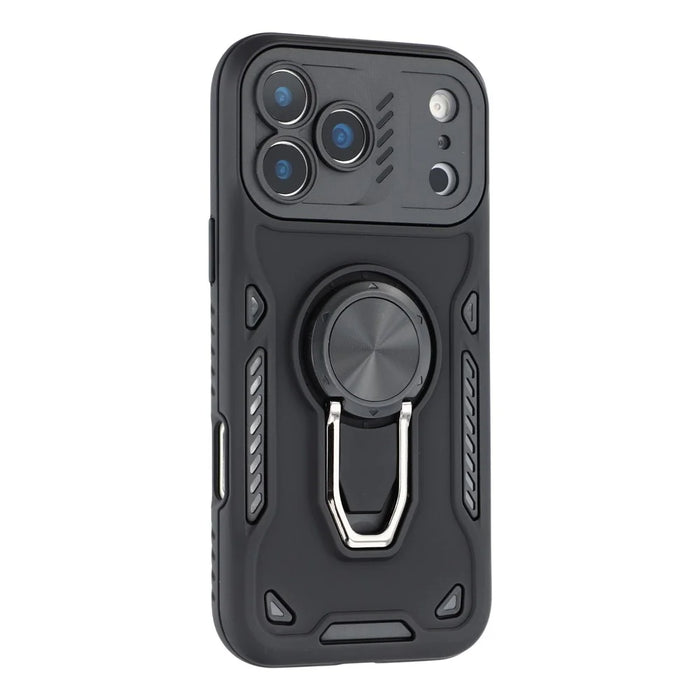 For iPhone 17 Pro Max Case with Kickstand Shockproof TPU + PC Phone Back Cover - Black - 1