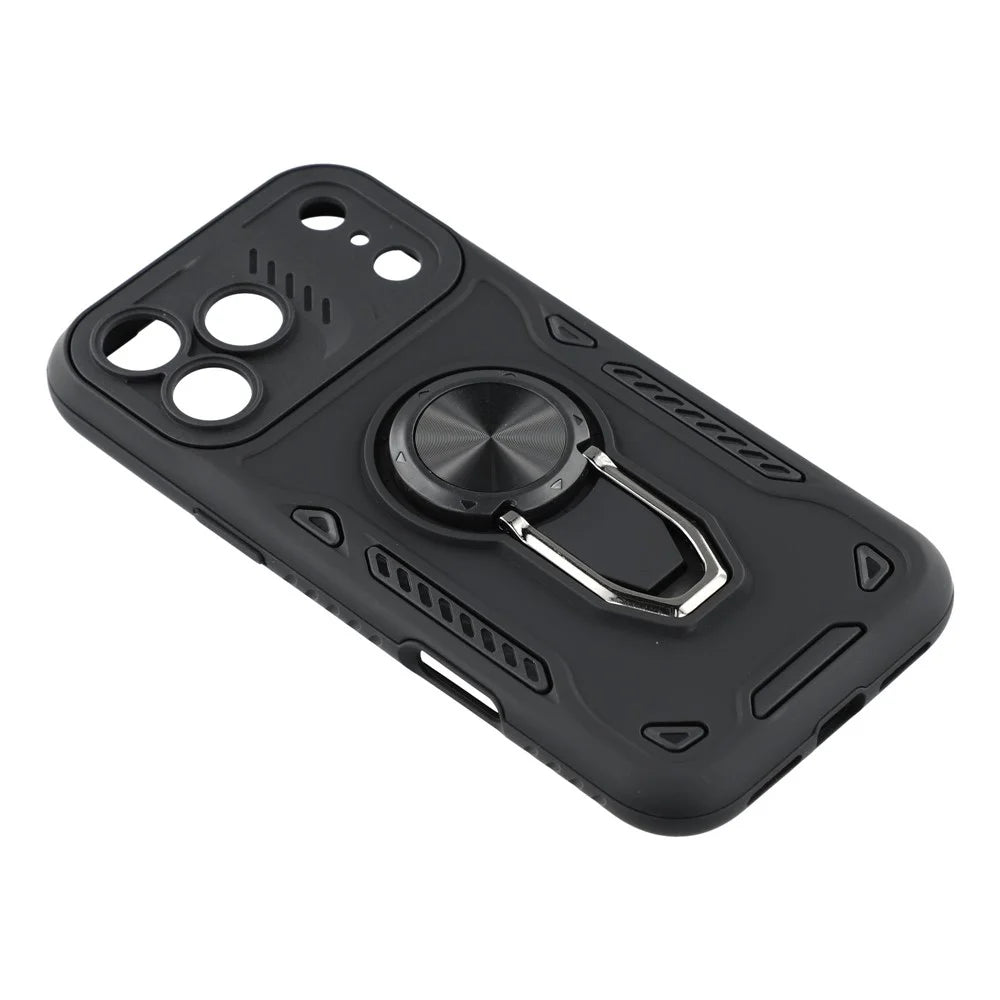 For iPhone 17 Pro Case with Kickstand Shockproof TPU + PC Phone Back Cover - Black - 6