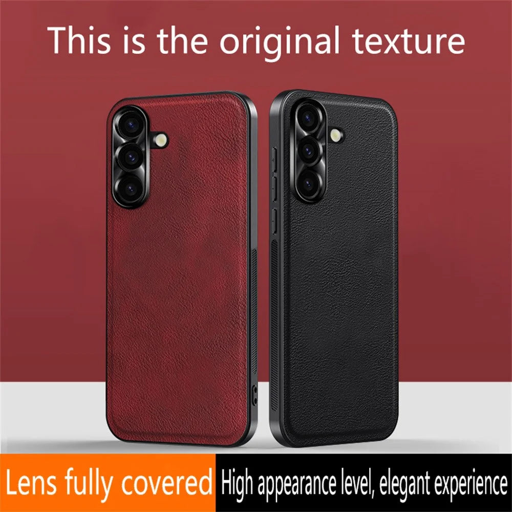 For Samsung Galaxy S24 Case PU + TPU + PC Phone Back Cover with Metal Lens Frame - Black - 6