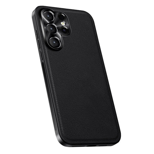 For Samsung Galaxy S24 Ultra Case PU + TPU + PC Phone Back Cover with Metal Lens Frame - Black - 1