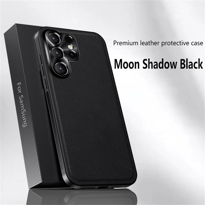 For Samsung Galaxy S24 Ultra Case PU + TPU + PC Phone Back Cover with Metal Lens Frame - Black - 2