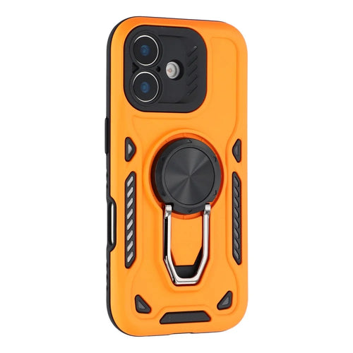 For iPhone 17 Case with Kickstand Shockproof TPU + PC Phone Back Cover - Orange - 1