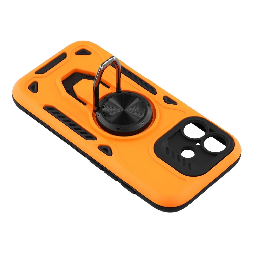 For iPhone 17 Case with Kickstand Shockproof TPU + PC Phone Back Cover - Orange - 5