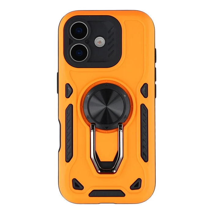 For iPhone 16 Plus Case with Kickstand Shockproof TPU + PC Phone Back Cover - Orange - 3