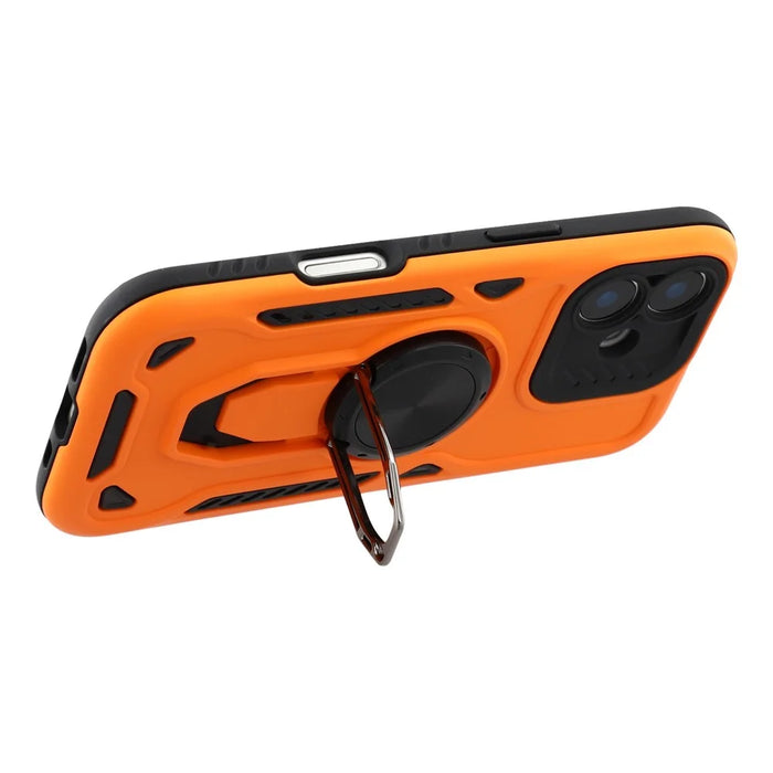 For iPhone 16 Plus Case with Kickstand Shockproof TPU + PC Phone Back Cover - Orange - 4