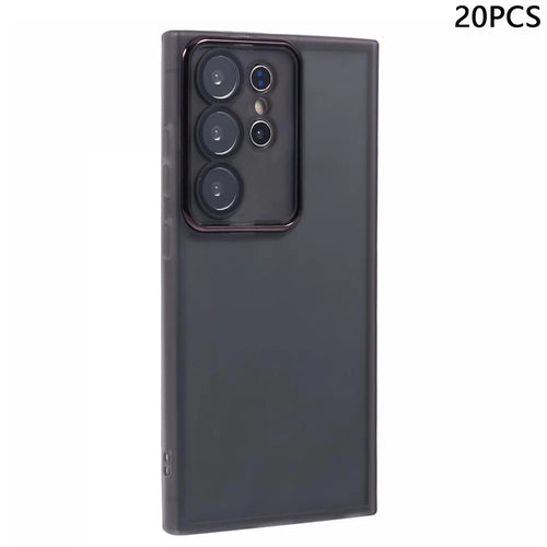 Bulk Purchasing 20Pcs For Samsung Galaxy S24 Ultra Case Electroplated Camera Frame TPU Phone Cover Precise Cutouts - Transparent Black - 1