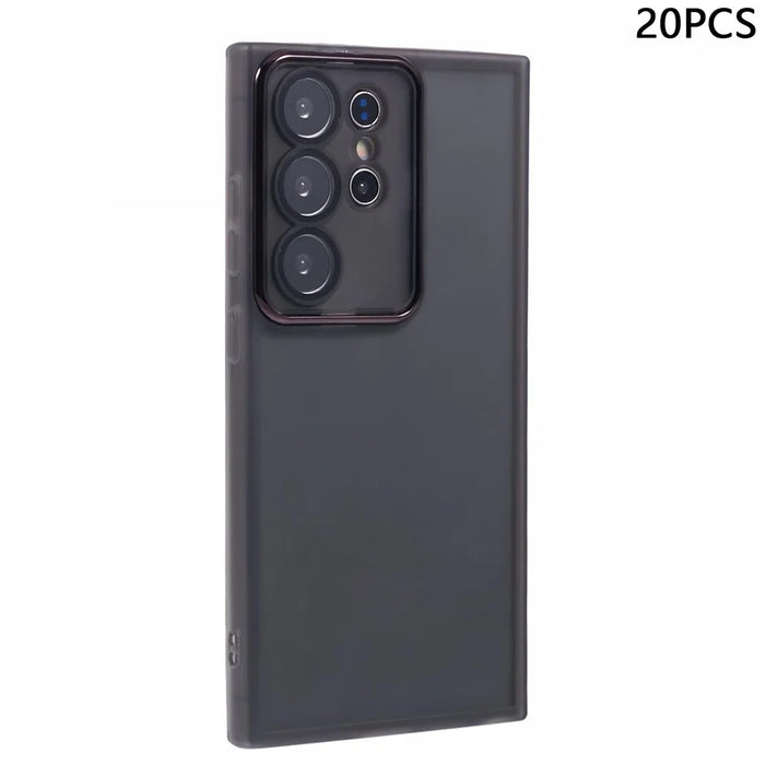 Bulk Purchasing 20Pcs For Samsung Galaxy S24 Ultra Case Electroplated Camera Frame TPU Phone Cover Precise Cutouts - Transparent Black - 1