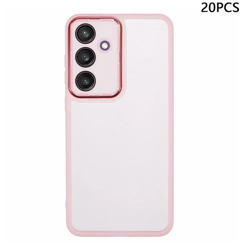 Bulk Purchasing 20Pcs For Samsung Galaxy S24 FE Case Electroplated Camera Frame TPU Phone Cover Precise Cutouts - Transparent Pink - 1