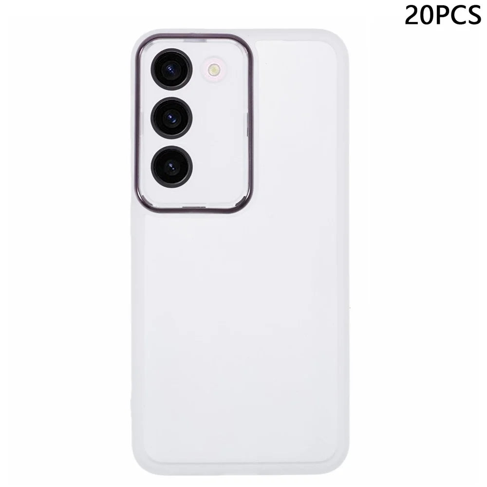Bulk Purchasing 20Pcs For Samsung Galaxy S23+ Case Electroplated Camera Frame TPU Phone Cover Precise Cutouts - Transparent White - 1
