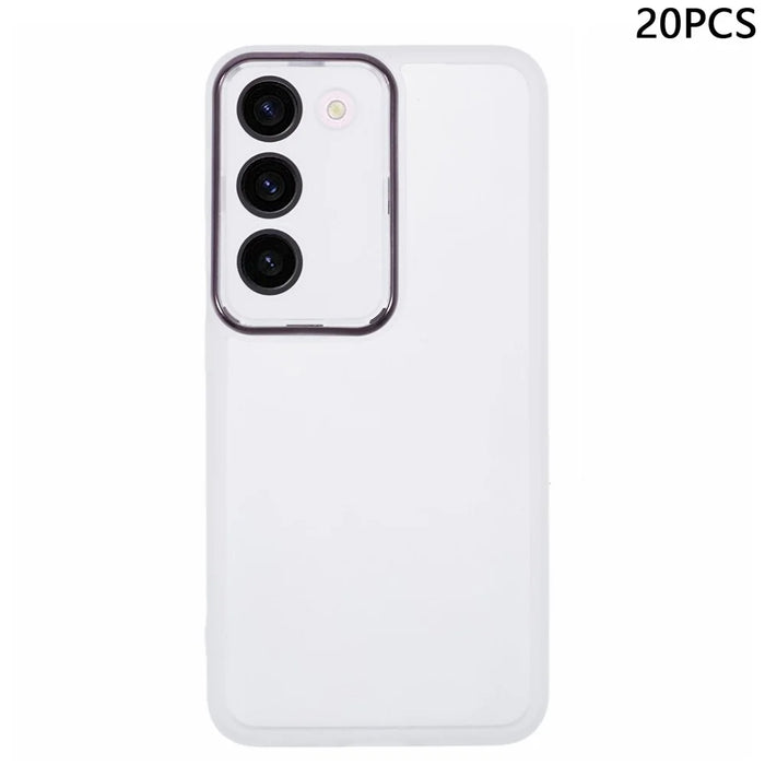 Bulk Purchasing 20Pcs For Samsung Galaxy S23+ Case Electroplated Camera Frame TPU Phone Cover Precise Cutouts - Transparent White - 1