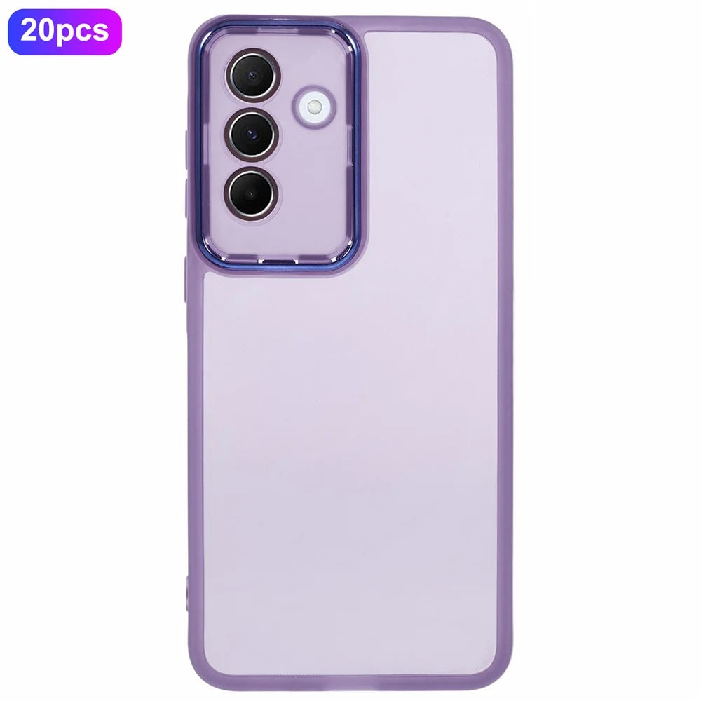 Bulk Purchasing 20Pcs For Samsung Galaxy A36 5G Case Electroplated Camera Frame TPU Phone Cover Precise Cutouts - Transparent Purple - 1