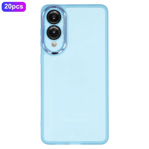 Bulk Purchasing 20Pcs For Samsung Galaxy S25 Edge Case Electroplated Camera Frame TPU Phone Cover Precise Cutouts - Transparent Blue - 1