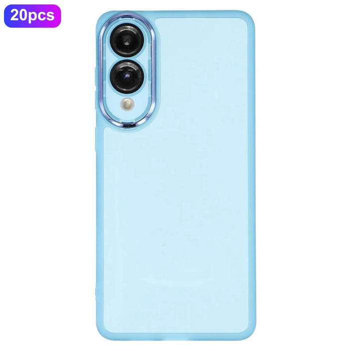 Bulk Purchasing 20Pcs For Samsung Galaxy S25 Edge Case Electroplated Camera Frame TPU Phone Cover Precise Cutouts - Transparent Blue - 1