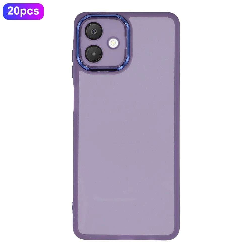 Bulk Purchasing 20Pcs For Samsung Galaxy A08 5G / A08 4G / A07 4G Case Electroplated Camera Frame TPU Phone Cover Precise Cutouts - Transparent Purple - 1
