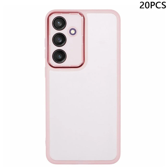 Bulk Purchasing 20Pcs For Samsung Galaxy S25 FE Case Electroplated Camera Frame TPU Phone Cover Precise Cutouts - Transparent Pink - 1