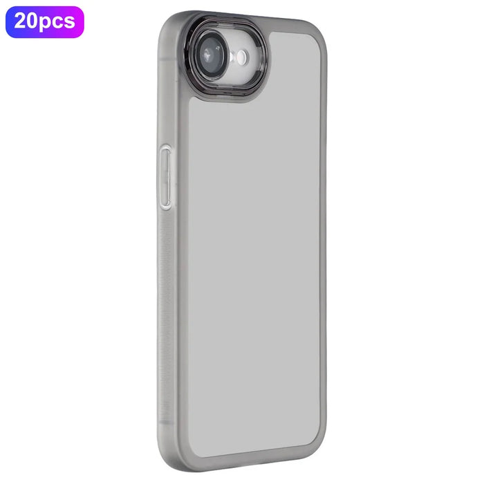 Bulk Purchasing 20Pcs For iPhone 17e / 16e Case Electroplated Camera Frame TPU Phone Cover Precise Cutouts - Transparent Black - 1