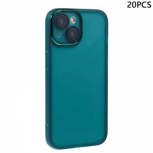 Bulk Purchasing 20Pcs For iPhone 15 Case Electroplated Camera Frame TPU Phone Cover Precise Cutouts - Transparent Green - 1