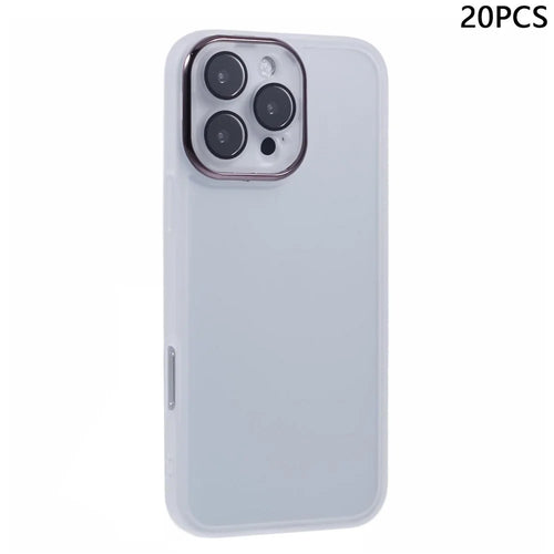 Bulk Purchasing 20Pcs For iPhone 16 Pro Max Case Electroplated Camera Frame TPU Phone Cover Precise Cutouts - Transparent White - 1