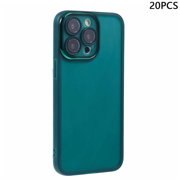 Bulk Purchasing 20Pcs For iPhone 12 Pro Max Case Electroplated Camera Frame TPU Phone Cover Precise Cutouts - Transparent Green - 1